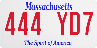 MA license plate 444YD7