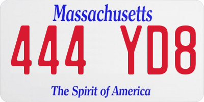 MA license plate 444YD8