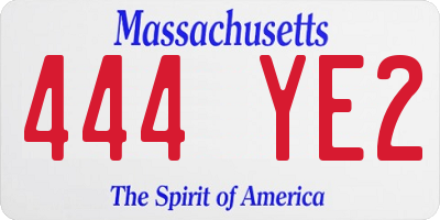 MA license plate 444YE2