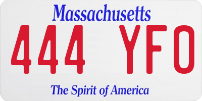 MA license plate 444YF0