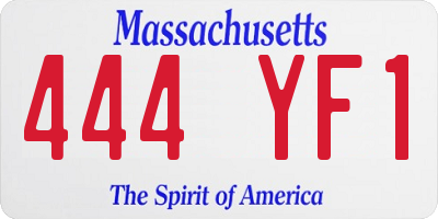 MA license plate 444YF1