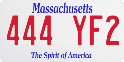 MA license plate 444YF2