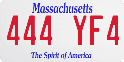 MA license plate 444YF4