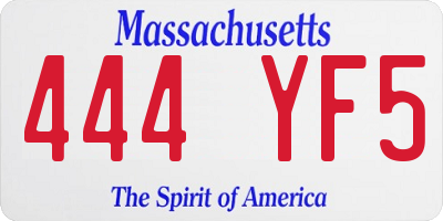 MA license plate 444YF5