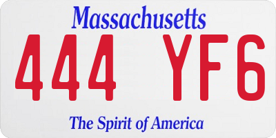 MA license plate 444YF6