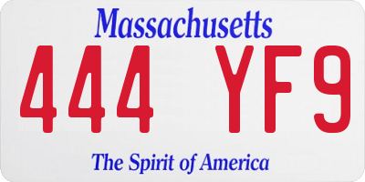 MA license plate 444YF9