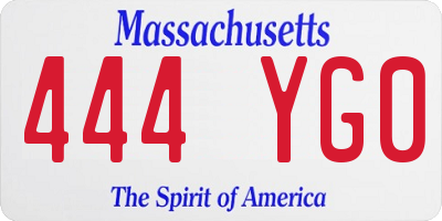 MA license plate 444YG0