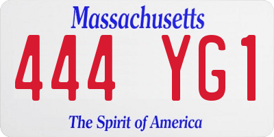 MA license plate 444YG1