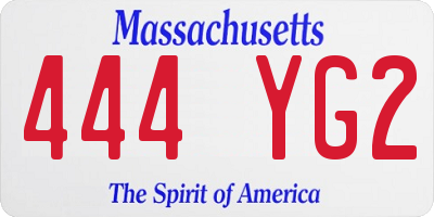 MA license plate 444YG2