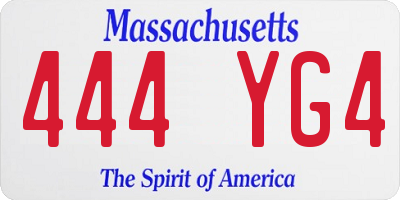 MA license plate 444YG4