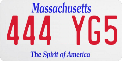 MA license plate 444YG5