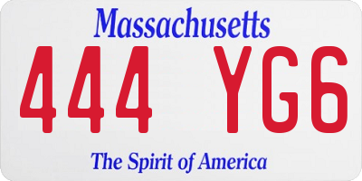 MA license plate 444YG6