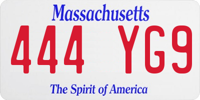 MA license plate 444YG9