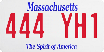 MA license plate 444YH1
