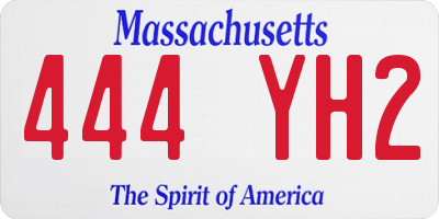 MA license plate 444YH2