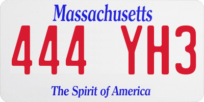 MA license plate 444YH3