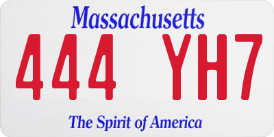 MA license plate 444YH7