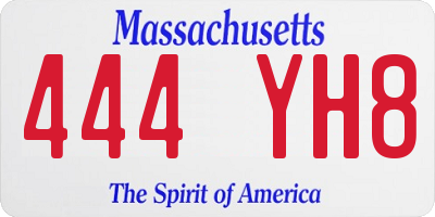 MA license plate 444YH8