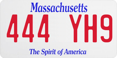 MA license plate 444YH9