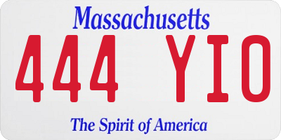 MA license plate 444YI0