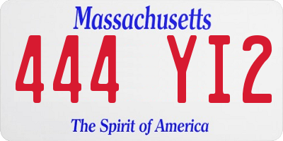 MA license plate 444YI2