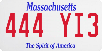 MA license plate 444YI3