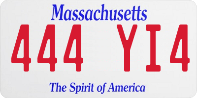 MA license plate 444YI4