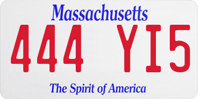MA license plate 444YI5
