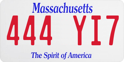 MA license plate 444YI7