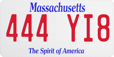 MA license plate 444YI8