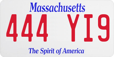 MA license plate 444YI9
