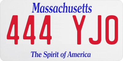 MA license plate 444YJ0