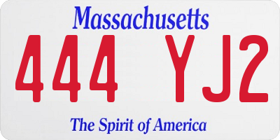 MA license plate 444YJ2