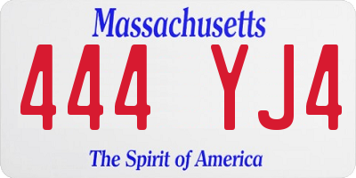 MA license plate 444YJ4