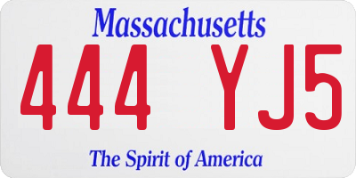 MA license plate 444YJ5