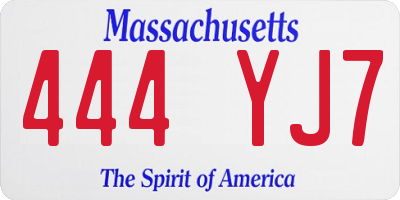 MA license plate 444YJ7