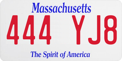 MA license plate 444YJ8