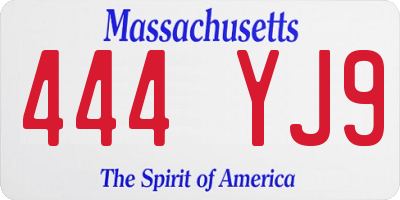 MA license plate 444YJ9
