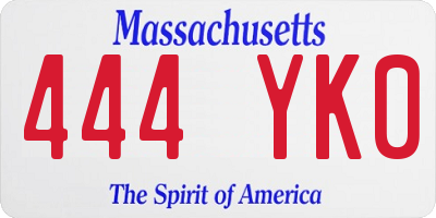 MA license plate 444YK0
