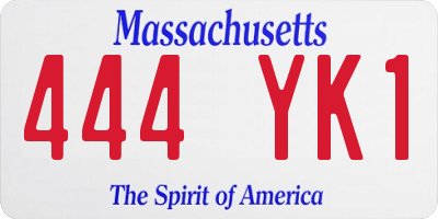 MA license plate 444YK1