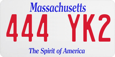 MA license plate 444YK2