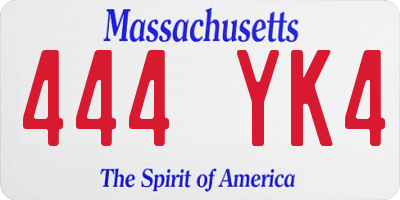 MA license plate 444YK4