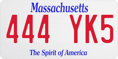 MA license plate 444YK5