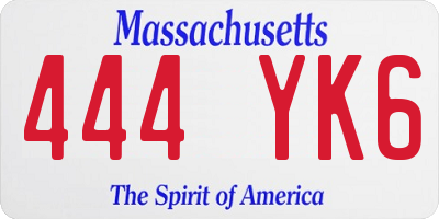 MA license plate 444YK6
