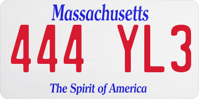 MA license plate 444YL3