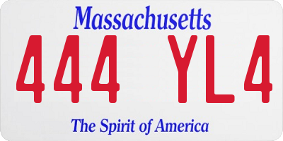MA license plate 444YL4
