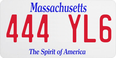 MA license plate 444YL6