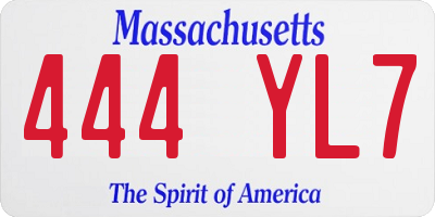 MA license plate 444YL7