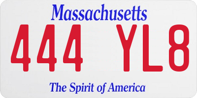 MA license plate 444YL8