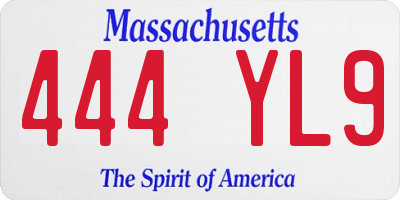 MA license plate 444YL9